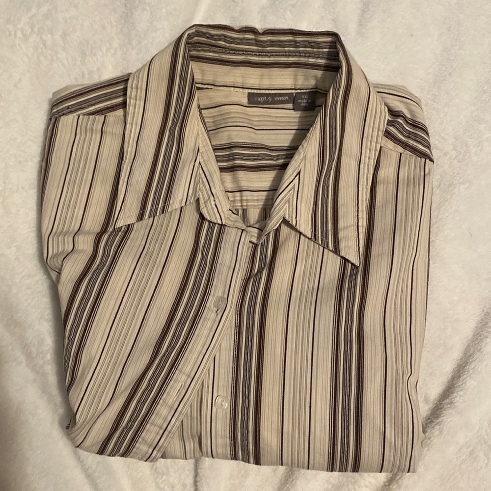 Apt. 9, Women’s Striped button down 3/4 Sleeve X/L